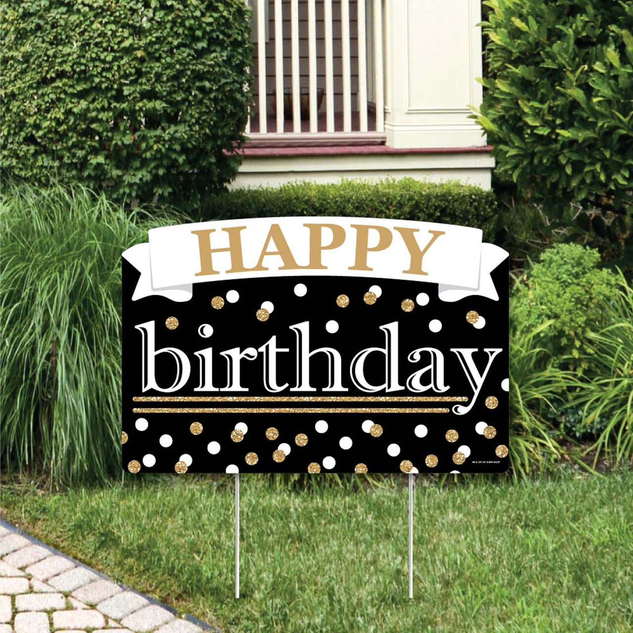 Big Dot of Happiness Adult Happy Birthday - Gold - Birthday Party Yard Sign Lawn Decorations - Happy Birthday Party Yardy Sign